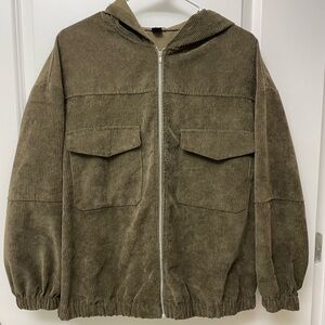 SHEIN Olive Corduroy Oversized Jacket